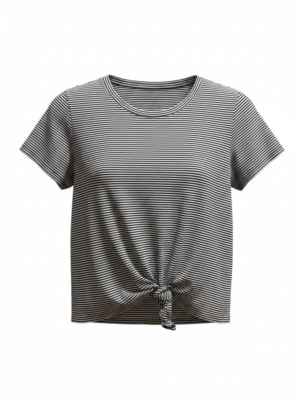Madewell Black & White Striped Tie-Front Crop Top